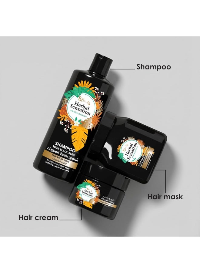 Blends Herbal Sensation Shampoo with Black Seed for Weak Hair - Root Strengthening & Revitalizing - Silicon & Paraben Free - 850 ml - Image 2